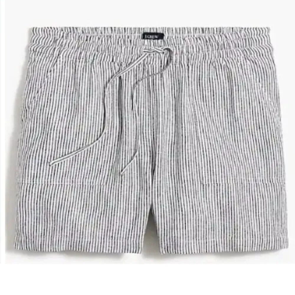 J Crew Women's Striped Linen Blend Drawstring Short 4.5